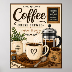 Affiche Café fraîchement préparé