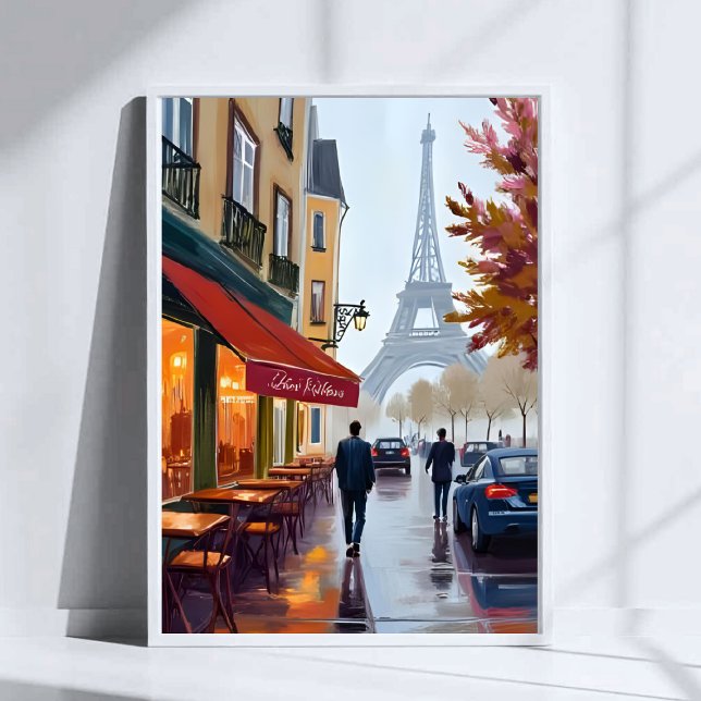 Affiche Café Français Paris Tour Eiffel Aquarelle (Créateur téléchargé)