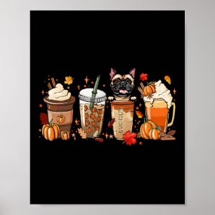 Affiche Café French Bulldog Halloween tenue pour Automne S