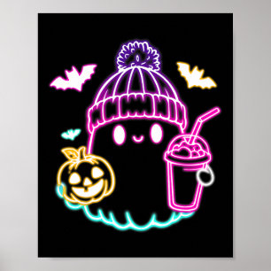 Affiche Café Ghost Cute Retro Boire Halloween Éffrayant