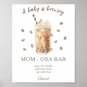 Affiche Café glacé brasserie baby shower Momosa bar
