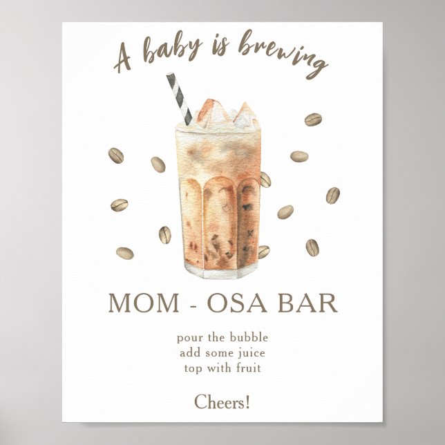 Affiche Café glacé brasserie baby shower Momosa bar (Devant)