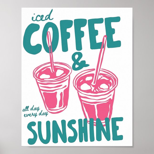 Affiche Café glacé et soleil (Devant)