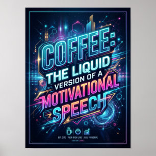 Affiche café la version liquide de discours de motivation