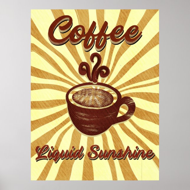 Affiche Café Liquide Retro Vintage Soleil (Devant)