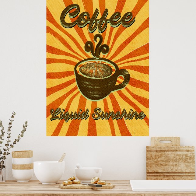 Affiche Café Liquide Retro Vintage Soleil (Cuisine)