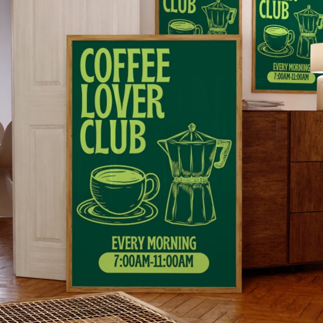 Affiche Café Lover Club Imprimer, Style Retro Chalkboard (Coffee Poster)