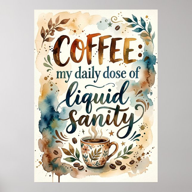 Affiche café ma dose quotidienne de lucidité liquide (Devant)