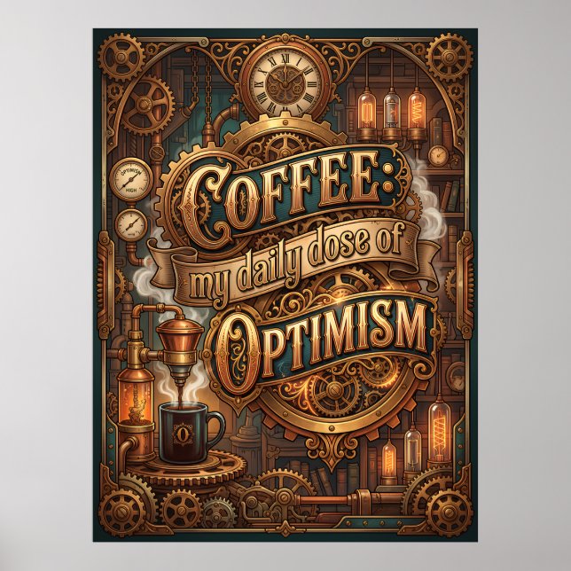 Affiche café ma dose quotidienne d'optimisme (Devant)