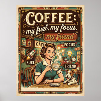 Affiche café mon carburant ma concentration mon ami