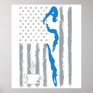 Affiche café nageant- Drapeau américain vintage USA pour n
