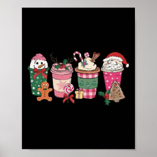 Affiche Café Noël Gingerbread Femmes roses Latte Cosy