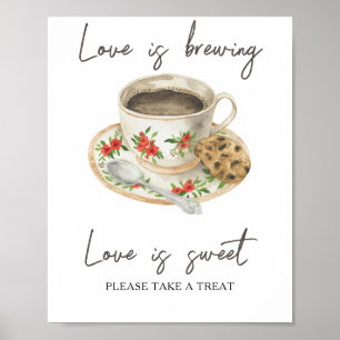 Affiche café nuptiale l'amour est doux prendre un régal