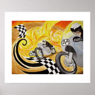 Affiche Cafe Racer - Peinture de course Vintage de moto