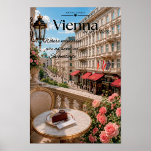 Affiche Café Sacher de Vienne gâteau de balcon scénique Ar