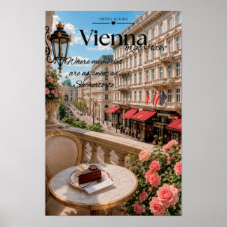 Affiche Café Sacher de Vienne gâteau de balcon scénique Ar