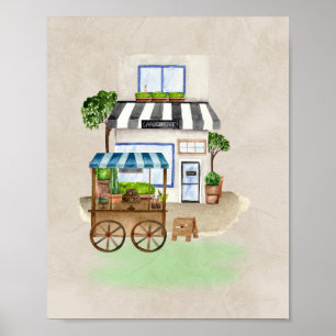 Affiche Café simple avec Panier à gâteaux - Chaleureux et