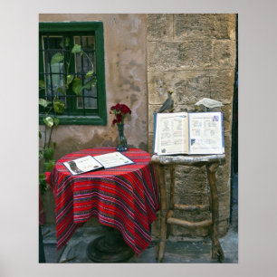 Affiche Café sur le trottoir, Canée, Crète, Grèce