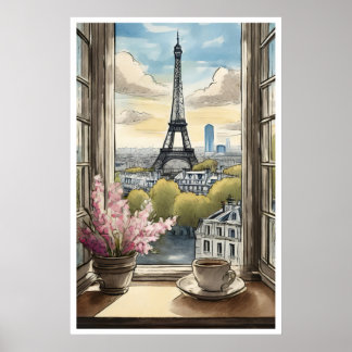 Affiche Café sur Paris et l'affiche Tour Eiffel