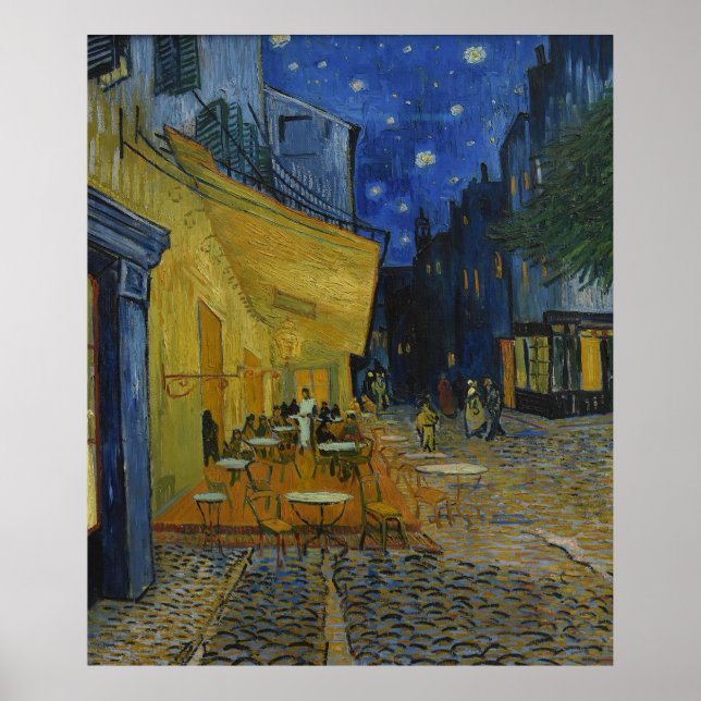 Affiche Café Terrasse à la nuit par Vincent van Gogh (Devant)