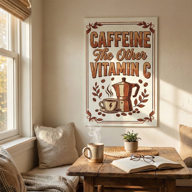 Affiche Caféine L'autre Vitamine C Café Vintage (Créateur téléchargé)