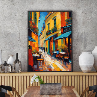 Affiche Cafés Colorés et Pavés