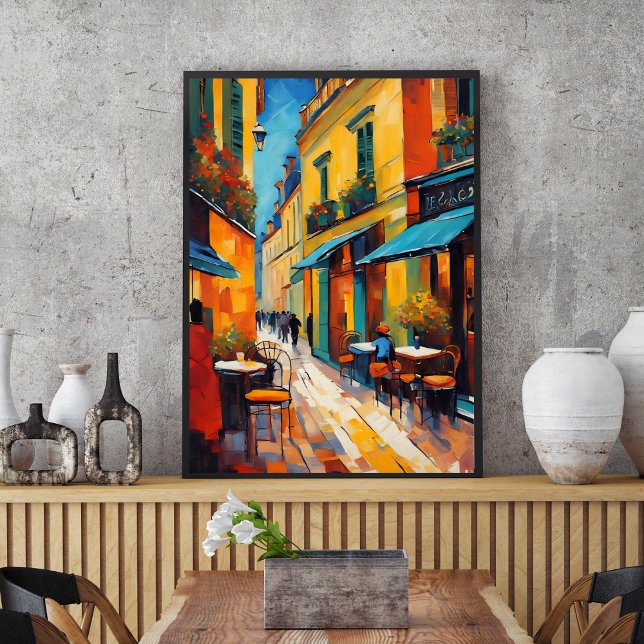 Affiche Cafés Colorés et Pavés (Créateur téléchargé)