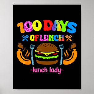 Affiche Cafétéria De L'École Déjeuner Dame 100 Jours De Lu