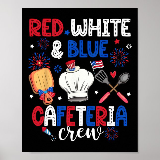Affiche Cafétéria Rouge Blanc Et Bleu Employé Cafétéria (Devant)