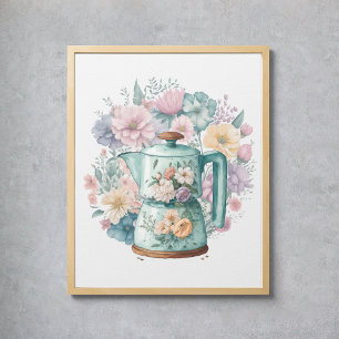 Affiche Cafetière Pastel Aquarelle Cuisine