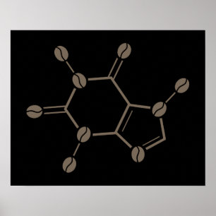 Affiche caffeine beans molecule