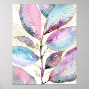 Affiche Cahier à spirale de feuilles botaniques à l'aquare