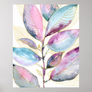 Affiche Cahier à spirale de feuilles botaniques à l'aquare
