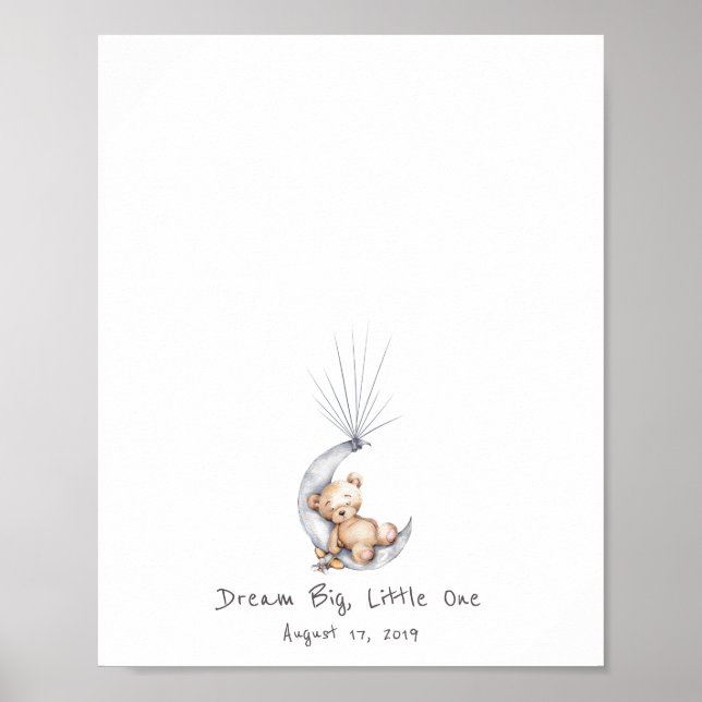 Affiche Cahier de visiteurs de Bébé Ours Assis sur la Lune (Devant)