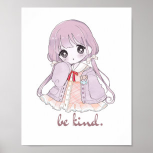 Affiche Cahier personnalisé avec une fille anime Kawaii mi