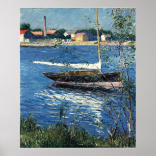 Affiche Caillebotte - Bateau amarré sur la Seine à Arg…