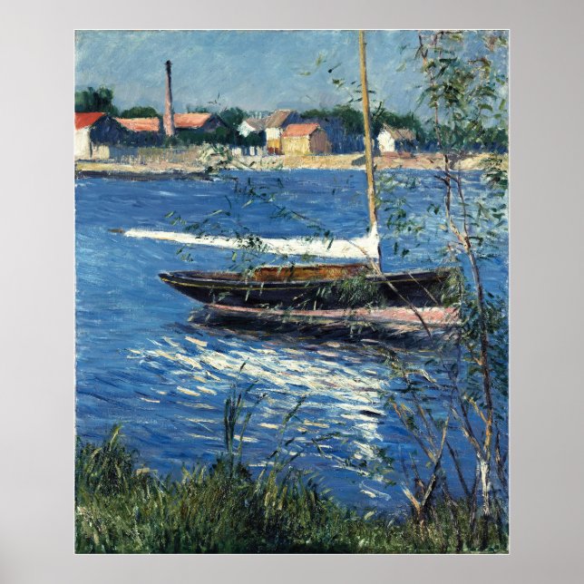 Affiche Caillebotte - Bateau amarré sur la Seine à Arg… (Devant)