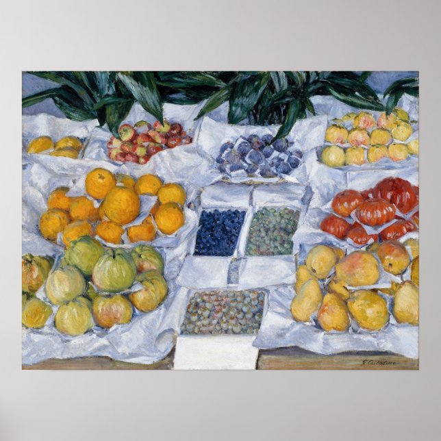 Affiche Caillebotte - Fruits exposés sur un présentoir (Devant)