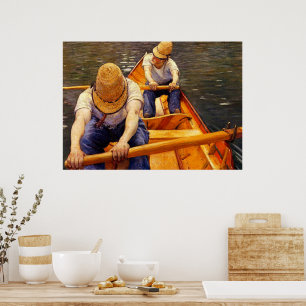 Affiche Caillebotte - Oarsmen, peinture populaire,