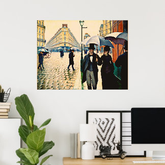 Affiche Caillebotte - Paris aux pluies
