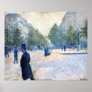 Affiche Caillebotte - Place Saint-Augustin Temps brumeux