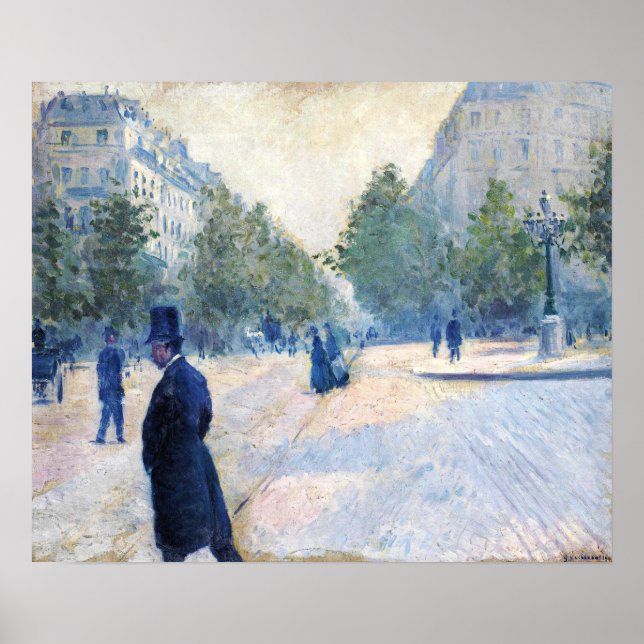 Affiche Caillebotte - Place Saint-Augustin Temps brumeux (Devant)