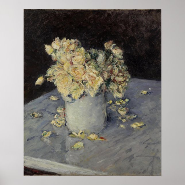 Affiche Caillebotte - Roses Jaunes Dans Un Vase 1882 (Devant)