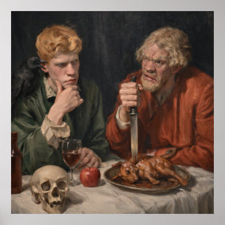 Affiche Caïn & Abel Style Renaissance Surréaliste Beaux-ar
