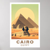 Caire Égypte Pyramides & Sphinx Voyage Art Rétro