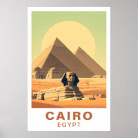 Caire Égypte Pyramides & Sphinx Voyage Art Rétro