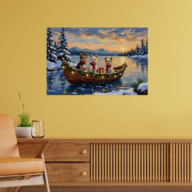 Affiche Cairn Terrier Noël Bateau Fêtes (Salon 2)