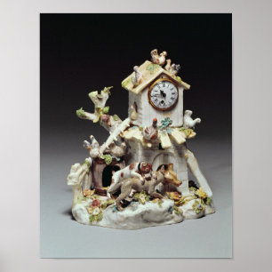 Affiche Caisse d'horloge de basse cour de porcelaine de