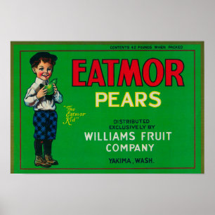 Affiche Caisse LabelYakima, WA de poire d'Eatmor