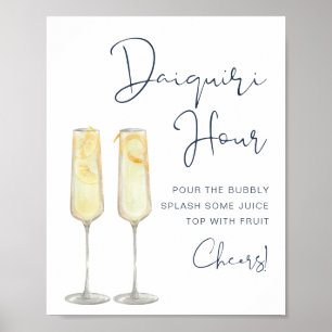 Affiche CAITLIN Bleu Nuit Moderne Mariage Heure Daiquiri